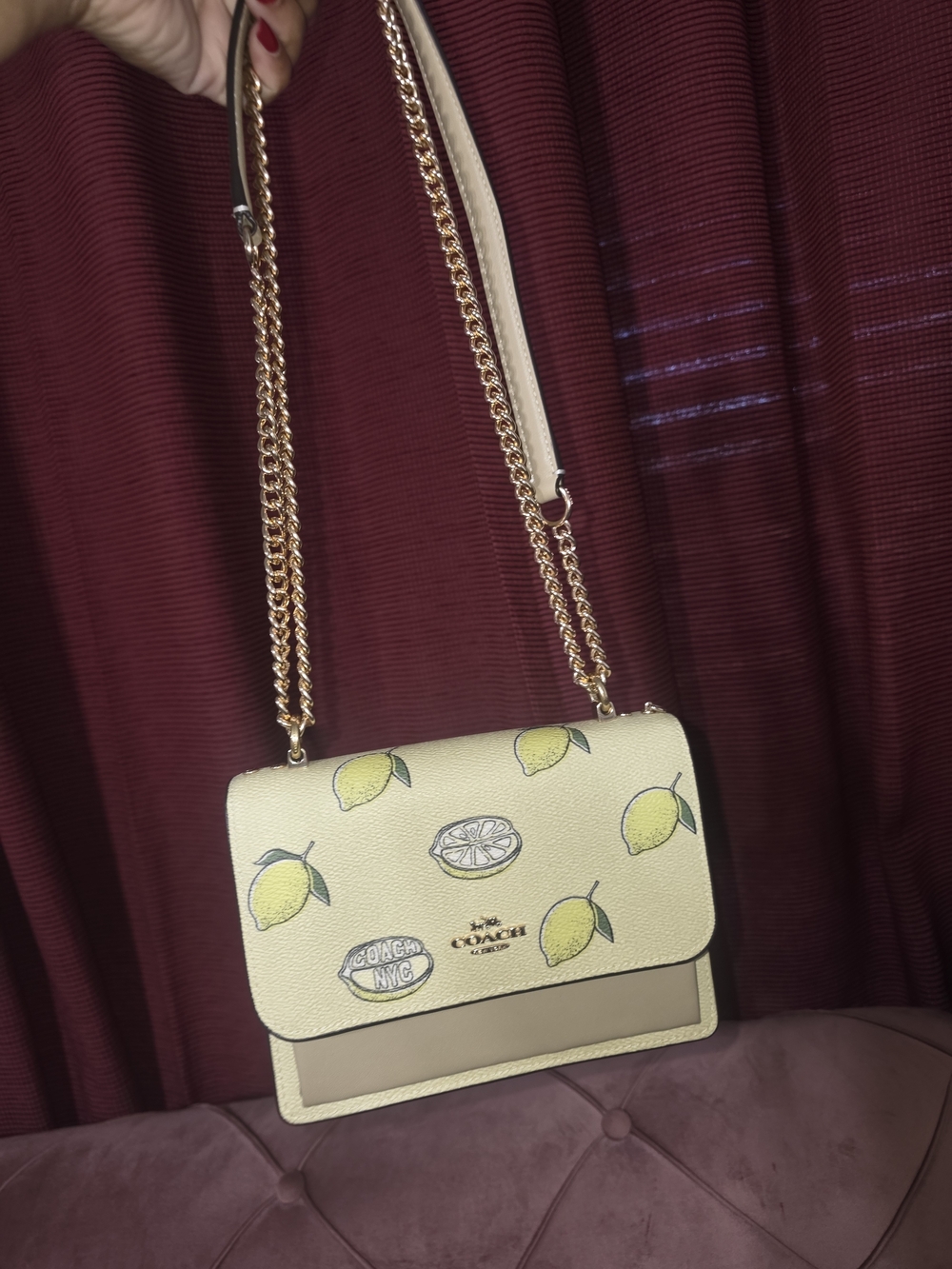 Coach Lemon Print Klare crossbody And Shoulder Bag in Pale Yellow